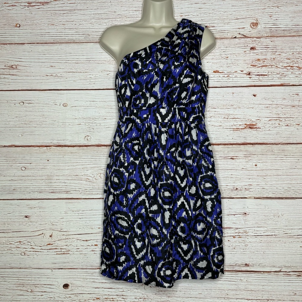 NWT Shoshanna One Shoulder Silk Print Mini Dress Sz 4